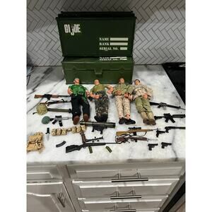 GI Joe 12” Action Figure Lot Hasbro 1996 + Weapons, Gear & 2 Footlockers